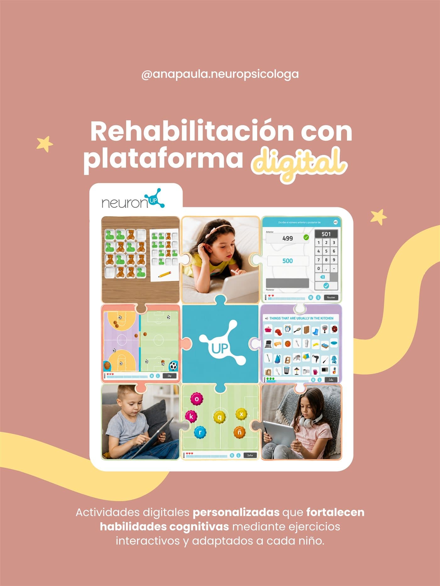 Material visual de rehabilitación cognitiva con NeuronUP